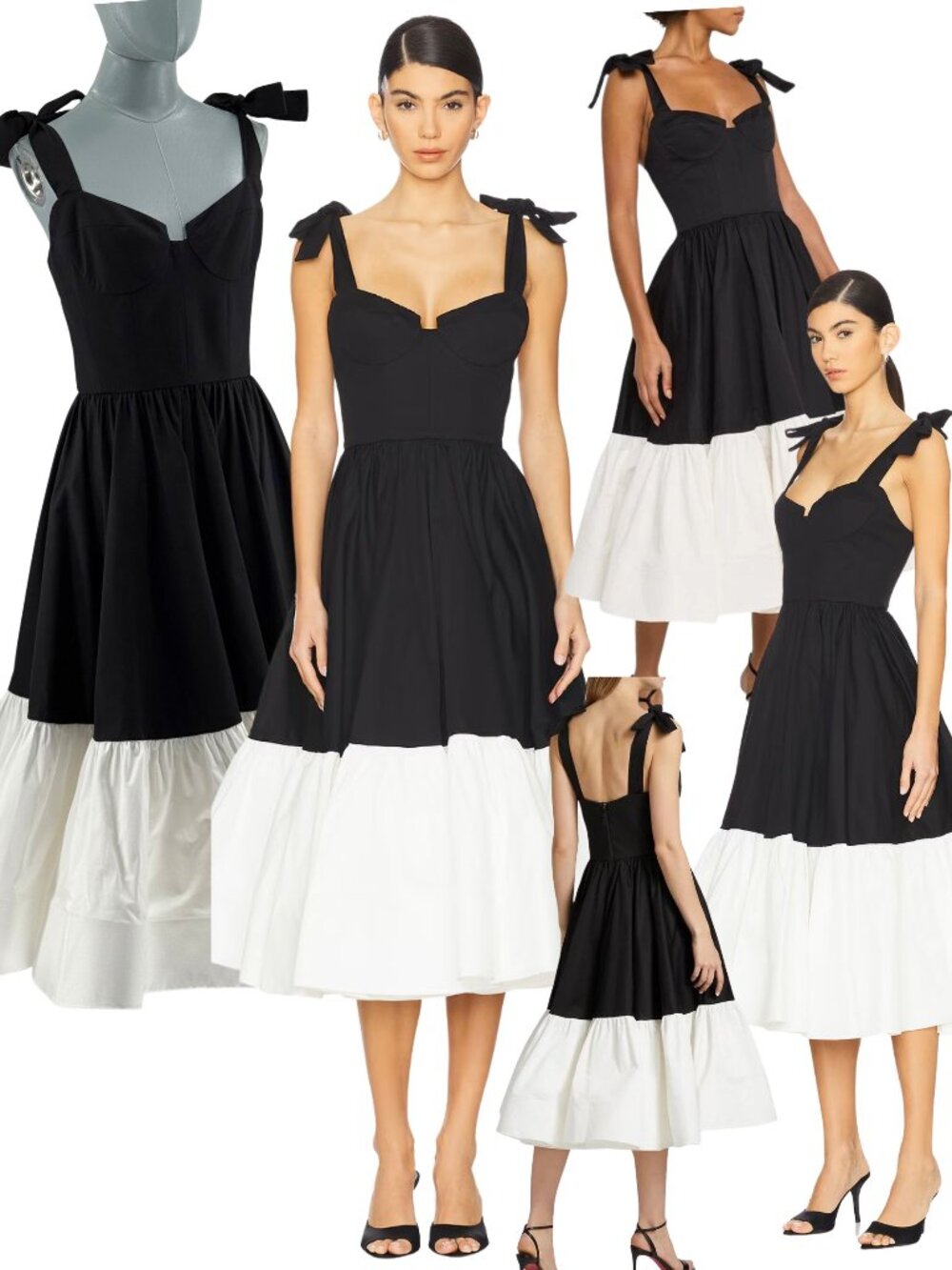 🆕 BRONX & BANCO 🧿 NWOT Catalina Two-Tone Sweetheart Midi Dress, Sz S US 4